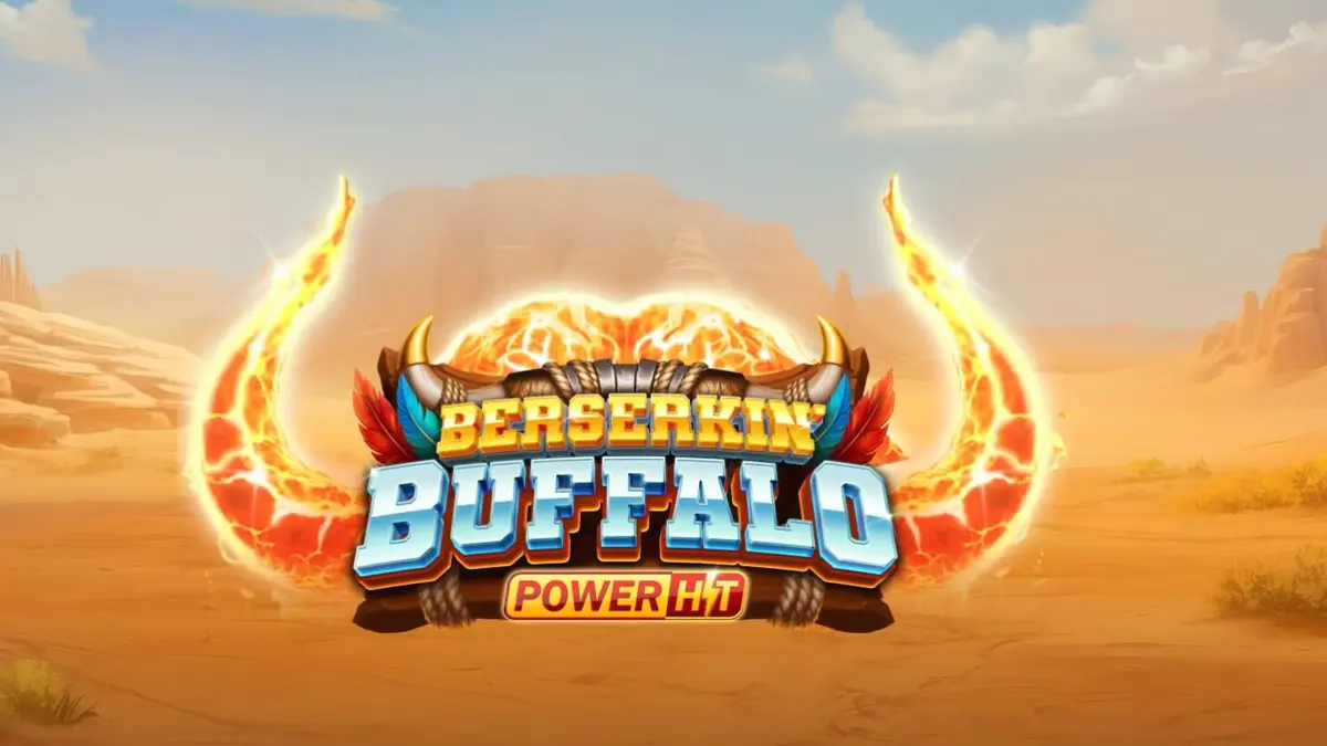 Tampilan visual slot Berserkin’ Buffalo Power Hit dengan latar belakang padang gurun mistis.